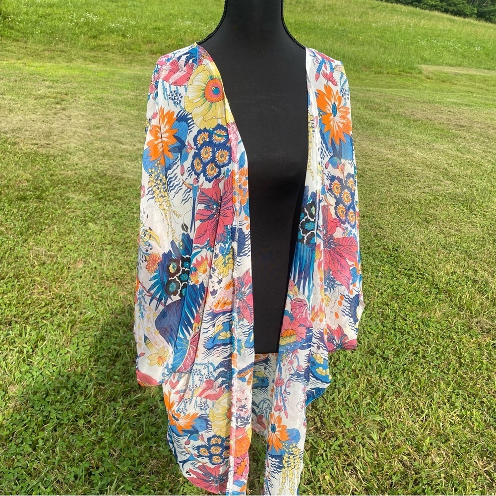 Beach caftan kimono swimsuit coverup 45” long